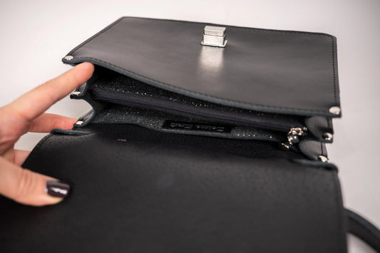 Small Briefcase Handbag - Black
