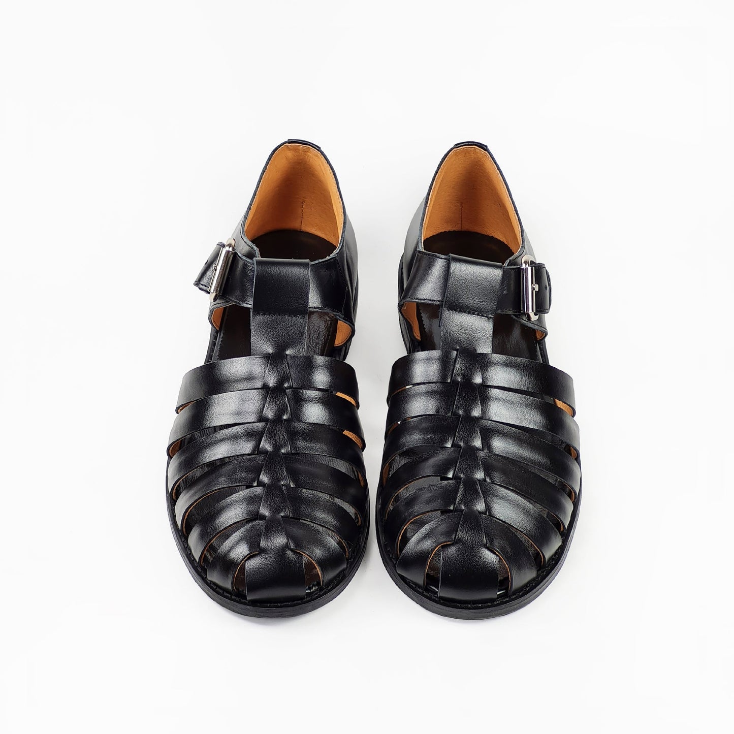 Handmade Leather Fisherman Sandals For Men - Black