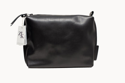 Leather Cosmetic Bag, Black - Large