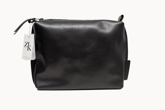Leather Cosmetic Bag, Black - Large