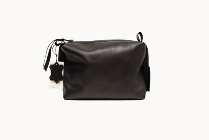 Leather Cosmetic Bag, Black - Medium