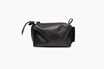 Leather Cosmetic Bag, Black - Small