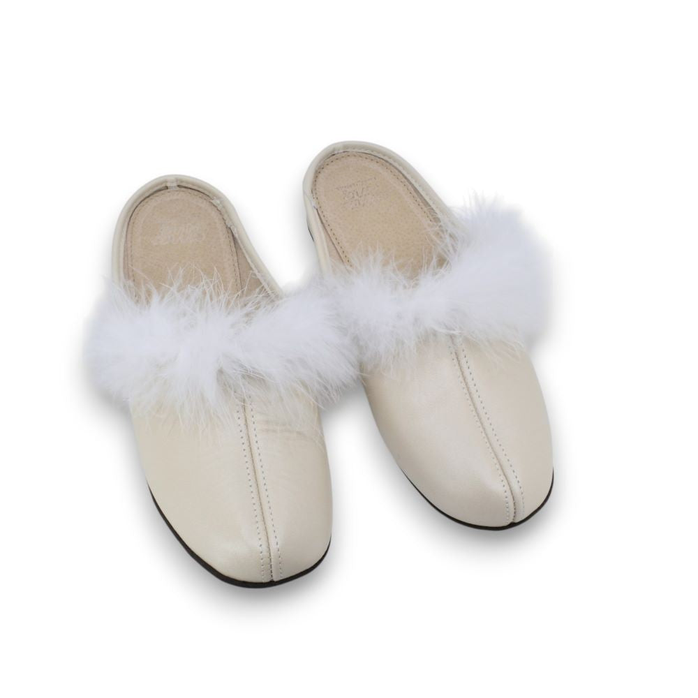 Trinity leather women’s slippers – Champagne